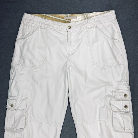 Columbia Cargo Capri Pants Sz 14 Cream Straight Leg Summer Beach Coastal Comfort - Picture 2 of 13